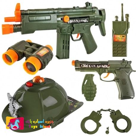 ست-تفنگ-و-کلاه-نیروی-ویژه-مجموعه-7-عددی-رنگ-سبز-ارتشی-combat-force