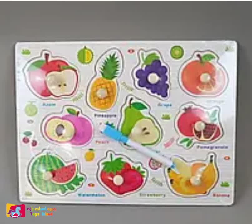 پازل طرح دار چوبی پین دار به همراه تخته وایت برد (2)