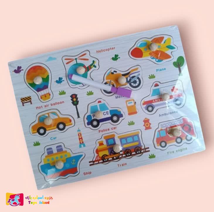 پازل طرح دار چوبی پین دار به همراه تخته وایت برد (3)