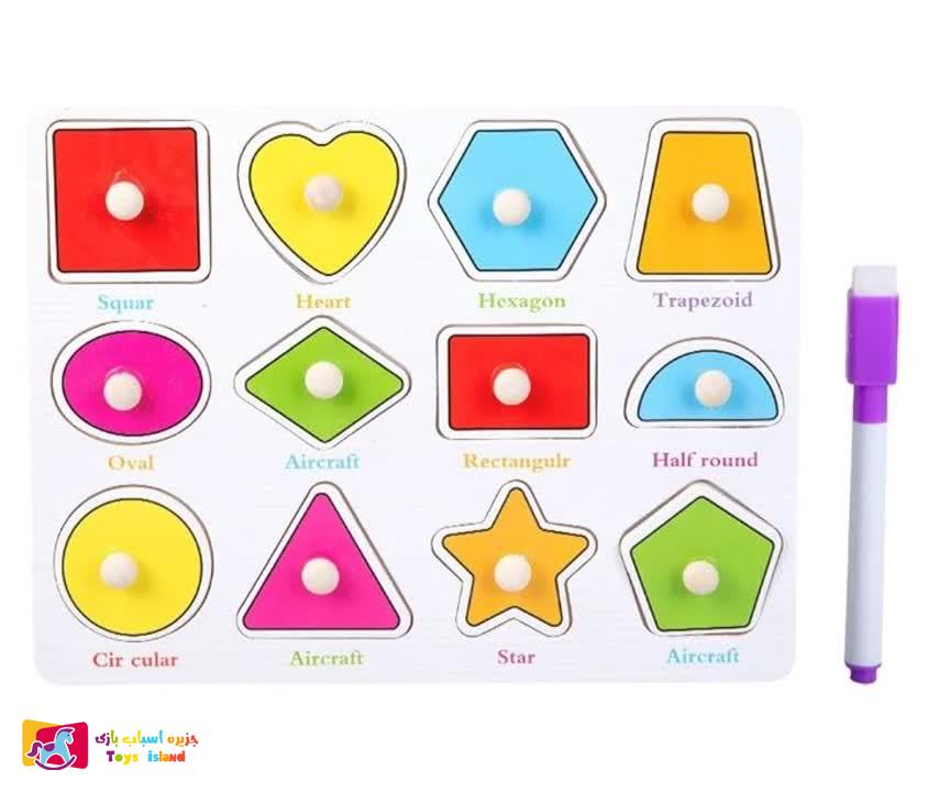 پازل طرح دار چوبی پین دار به همراه تخته وایت برد (6)