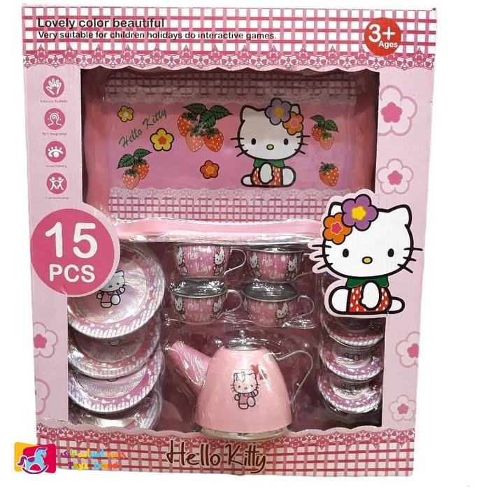 اسباب بازی مدل ست چایخوری فلزی طرح کیتی کد 555 (3) ست چایخوری فلزی طرح کیتی